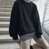 Ilooove Knit Sweater Male Crewneck Round Collar Pink Men's Clothing Pullovers Solid Color Plain Korean Style Y2k Streetwear Fashion 2024