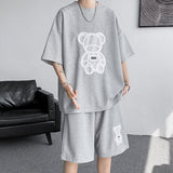 Summer Big Bear Short Sleeve Men's Suits Cartoon Graphic Streetwear Shorts T-shirt 5XL Sets Fashion Design Clothing