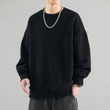 2023 Spring Men's Clothing Solid Color Long Sleeve Round Neck Oversized Hong Kong Breeze Fashion Casual Trend Loose Sweatshirts