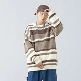 Ilooove Autumn Winter Men Sweaters Stripe Embroidery Knitting Pullover Korean Fashion Streetwear Men's Clothing NEW Sweater Male