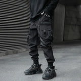 Unisex Tactical Cargo Pants Ribbons Joggers Trousers Spring Functional Elastic Waist Streetwear Pant Harajuku Men's Clothing