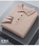 Ilooove Pullover Men's Sweater Polo Neck 100% Mink Cashmere Knitted Sweater Casual Loose Large Size Long Sleeve Winter Korean Version