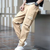 Fashion Youth Trend Summer New Men's Clothing Oversized Thin Loose Casual Solid Color Elastic Waist Spliced Pocket Cargo Pants