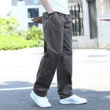 XL-3XL 4Colors Straight Loose Men Long Cargo Pants Soft Breathable Casual Streetwear Daily Travel Sports Cotton Trousers