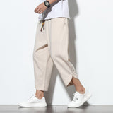 2023 Summer Casual Men's Pants Harajuku Solid Color Baggy Pants Cotton Linen Wide Leg Harem Trousers For Men