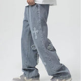 Men Streetwear Baggy Jeans Trousers Cross Hip Hop Mens Loose Jeans Pants Women Oversized Boyfriend Jeans Denim Jeans