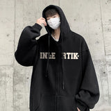 Ilooove - 2023 New Hooded Hoodies Hip Hop Street Graphic Hoodie Men Loose Thicken Hooded Cardigan Jacket Fashion Drawstring Oversized Coat