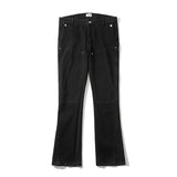 High Street Ruined Frayed Washed Retro Wide Boot Jeans Pants for Men and Women Straight Ripped Casual Oversized Denim Trousers