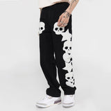 Vintage Pocket Skull Embroidery Straight Cargo Pants Men And Women  Jeans Trousers 2023 Harajuku Streetwear Denim Pants