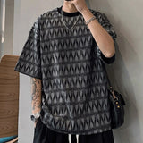 Spring Summer Trend Men's Clothing Loose Handsome Oversized Casual Short Sleeve Round Neck Fashion Printed Simplicity T-shirt