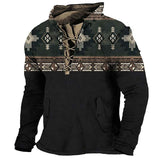 Vintage Pattern Printing Loose Hooded Sweatshirts Men Spring Fall Casual Long Sleeve Drawstring Hoodies For Mens Hoodie Fashion