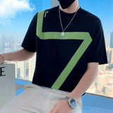 2023 Summer New Trend Fashion Short Sleeve Round Neck Men's Clothing Handsome Korean Version Casual All-match Printed T-shirt