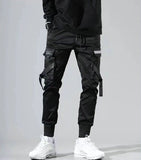 Streetwear 2023 Spring Casual Men's Pants Cotton Ribbons Cargo Pants Harajuku Fashion Slim Fit Black Joggers Men