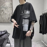 Summer New Men's Clothing Loose Fashion Trend Printed Korean Version Oversized Short Sleeve Round Neck Youth Harajuku T-shirt
