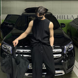 2023 Fashion Men Vest Tshirt SetsTracksuit Sportswear Sleeveless T-shirt Long Pants Streetwear 2 Piece Set Male Clothes