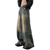 Trendy hiphop pants, men's American vintage jeans, spring autumn hip-hop loose wide leg pants streetwear pantalon homme