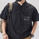 2023 Short Sleeve New Men's Clothing Fashion Casual Summer Thin Ice Shreds Lapel Spliced Pocket Printed Loose Trend T-shirt