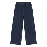 New Korean Version Dark Blue Mid-waist Slim Men's and Women's Same Jeans Oversized Retro  Lapel Fashion Jeans for Men