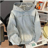 Ilooove Spring Autumn Denim Jacket Men's Korean Pullover Hooded Washed Casual Hoody Japanese Vintage Handsome Sweatshirt