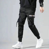 Streetwear 2023 Spring Casual Men's Pants Cotton Ribbons Cargo Pants Harajuku Fashion Slim Fit Black Joggers Men