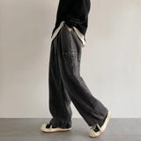 2023 Spring Fashion Wide Leg Baggy Jeans For Men Hip Hop Elastic Waist Cargo Pants Solid Color Straight Loose Women's Jeans