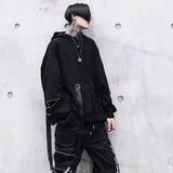 Black Men's Hoodies Goth Sweatshirt Hood Autumn Techwear Gothic Darkwear Hoodie Sweatshirts Streetwear Hip Hop Harajuku