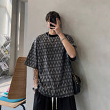 Spring Summer Trend Men's Clothing Loose Handsome Oversized Casual Short Sleeve Round Neck Fashion Printed Simplicity T-shirt