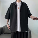 Half Sleeve Shirts Men Solid Color Loose Oversize S-2XL Harajuku All-match Simple Summer Draped High Quality Korean Style Casual