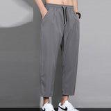 Men Jogging Sweatpants Summer Ice Silk Quick-Dry Running Tracksuit Sport Trousers Oversized Wide Leg Drawstring Casual Pants 8XL