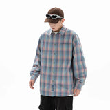 Spring Long Sleeved Shirt Men Oversized Fashion Colorful Plaid Shirt Men Streetwear Korean Loose Casual Shirt Mens Retro Shirts