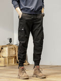 Ilooove 2023 New Multi-Pockets Spring Summer Cargo Pants Men Streetwear Zipper Leg Skinny Work Joggers Cotton Casual Tactical Trousers