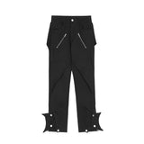 Men's Fashion Pants Bat Button Zipper Patchwork Punk Pants Black White Streetwear Harajuku Hip Hop Pants for Male