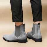 Ilooove New Gray Chelsea Boots for Men  Flock Business Men Ankle Boots Cowboy Boots Handmade Men Boots Size 38-46