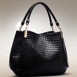 Ilooove Women's Bag Large Capacity Tote Daily Commute Women's Shoulder Bag Crocodile Print Bright Face Handbag Shopping