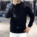 Ilooove Men's Clothing Green Knit Sweater Male Letter Plain Solid Color Pullovers Sheap Korean Fashion Classic Jumpers A Overfit Heated