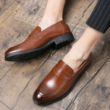 Evening Dress Men Shoes High Quality Black New Stylish Design Slip-on Shoes Casual Formal Office Leather Shoes Luxury Career