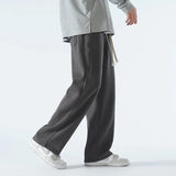 New Cotton Fabric Men's Casual Pants Wide Leg Straight Loose Outdoor Sweatpants Neutral High-quality Soft Long Baggy Trousers