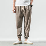 2023 Summer Cotton Linen Harem Casual Pants Men Solid Color Slim Fit Harajuku Joggers Fashion Men's Clothing