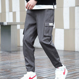 Fashion Youth Trend Summer New Men's Clothing Oversized Thin Loose Casual Solid Color Elastic Waist Spliced Pocket Cargo Pants