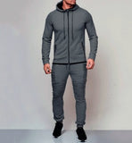 2023 New Autumn Winter 2 Pieces Sets Tracksuit Men Hooded Sweatshirt Drawstring Pants Male Stripe Patchwork Hoodies Big sweety