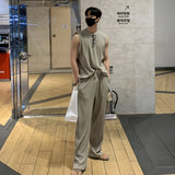 2023 Fashion Men Vest Tshirt SetsTracksuit Sportswear Sleeveless T-shirt Long Pants Streetwear 2 Piece Set Male Clothes