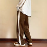 Men's Y2K Pants Baggy Striped Sweatpants Brown Corduroy Straight Leg Pants Hip Hop Streetwear Harajuku Trousers Casual Pants Men