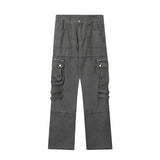 High Street Retro Multi-pocket Straight Men's and Women's Cargo Pants Solid Color Hip Hop Casual Harajuku Loose Casual Trousers