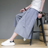 Men Wide Leg Pants Mens Cotton Joggers Retro Loose Trousers Man Korean Style Linen Pants Male Pants