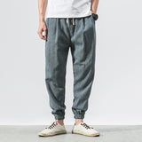 2023 Summer Cotton Linen Harem Casual Pants Men Solid Color Slim Fit Harajuku Joggers Fashion Men's Clothing