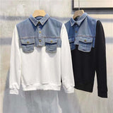 Korean Version Of The Trend Shirt Lead Two Pieces Of Sweater Men's Autumn Tide Cards Stitching Cowboy Handsome