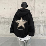 Ilooove - 2023 New Hooded Hoodies Hip Hop Street Graphic Hoodie Men Loose Thicken Hooded Cardigan Jacket Fashion Drawstring Oversized Coat