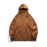 Long Sleeved Cargo jacket Men Harajuku Windbreaker Jackets Hooded hip-hop Streetwear Zipper Coats pockets Men Clothing