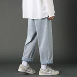 2023 New Street Casual Baggy Jeans Men's Korean Fashion Hip Hop Straight Wide Leg Trousers Couple Denim Pants Black Light Blue