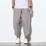 2023 Summer Casual Men's Pants Harajuku Striped Baggy Pants Cotton Linen Wide Leg Harem Trousers For Men